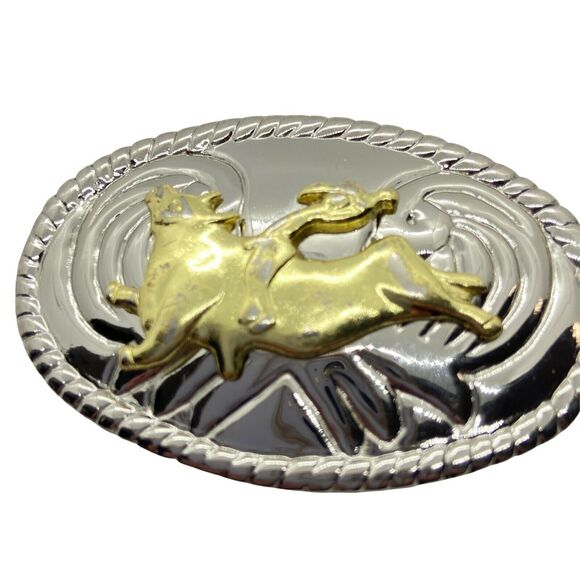 Vintage Oval Antique Brass Belt Buckle, USA Made  Bull Rider Belt Buckle Brass Belt Buckle Oval Shaped Vintage Pair Of 2 Western